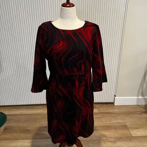 CHADWICKS Women's 3/4 Sleeves Mini Dress Size 16 In Black/Red